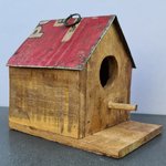 Vintage vogelhuis hout/metaal rood
